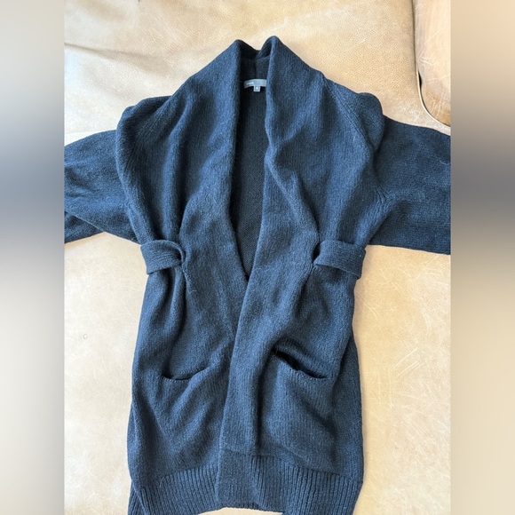 Vince Wool Wrap Sweater Cardigan Black Women’s Size Medium - Picture 2 of 7